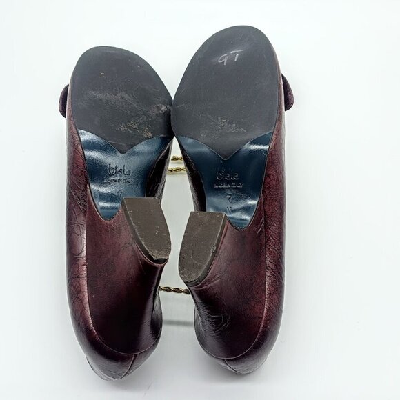 Biala Italian Burgundy Red Leather Heels - 7M - Picture 8 of 10